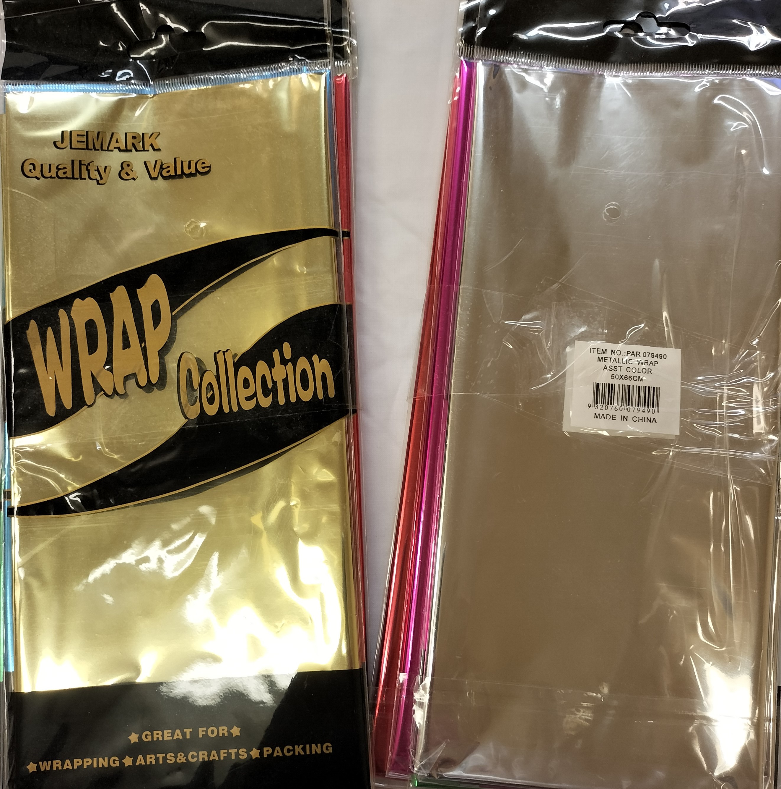 Metallic Gloss Wrap 50x66cm 6 Col (Blu,Gn,Gd,Sil,Pk,Rd)